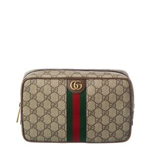 Gucci Gg Savoy Medium Gg Supreme Canvas & Leather Toiletry Case, Beige